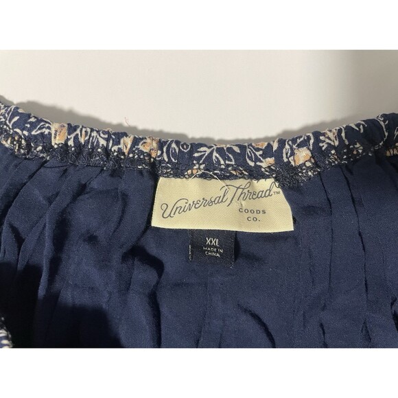 Universal Thread Navy Blue Pink Floral Flutter Sleeve Tiered Maxi Dress Boho XXL - Picture 9 of 11